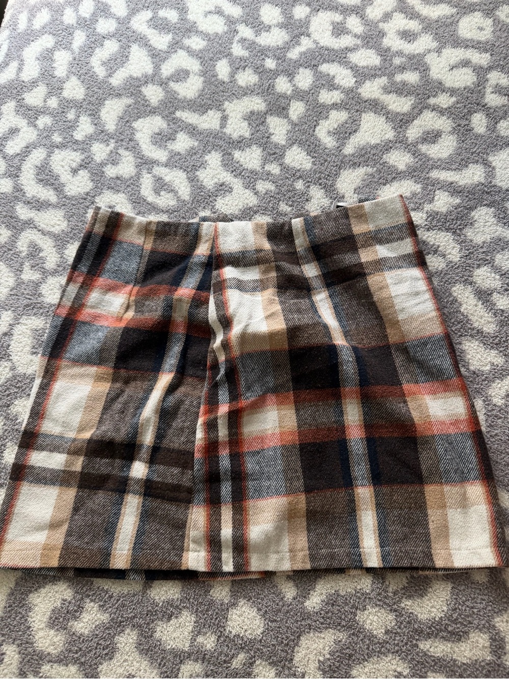 SHEIN Brown, Cream and Rust Plaid Mini Skirt